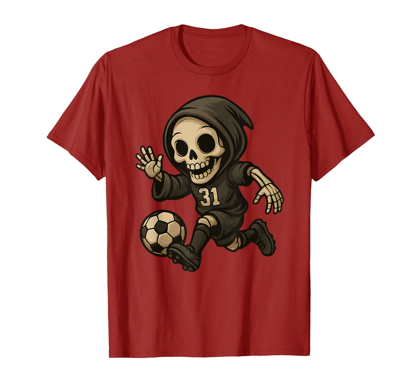 Halloween Skeleton Reaper Soccer Player Spooky Sports Design T-Shirt