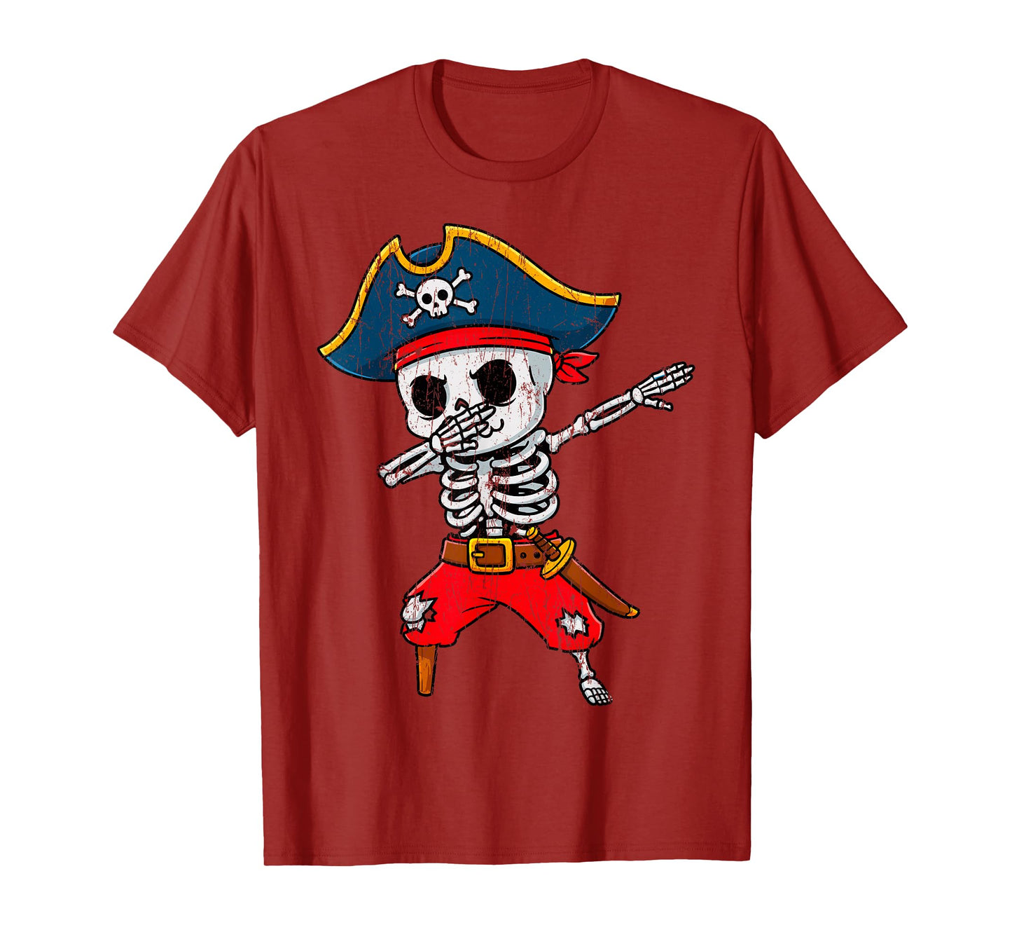 Dabbing Skeleton Pirate Boys Funny Halloween T-Shirt