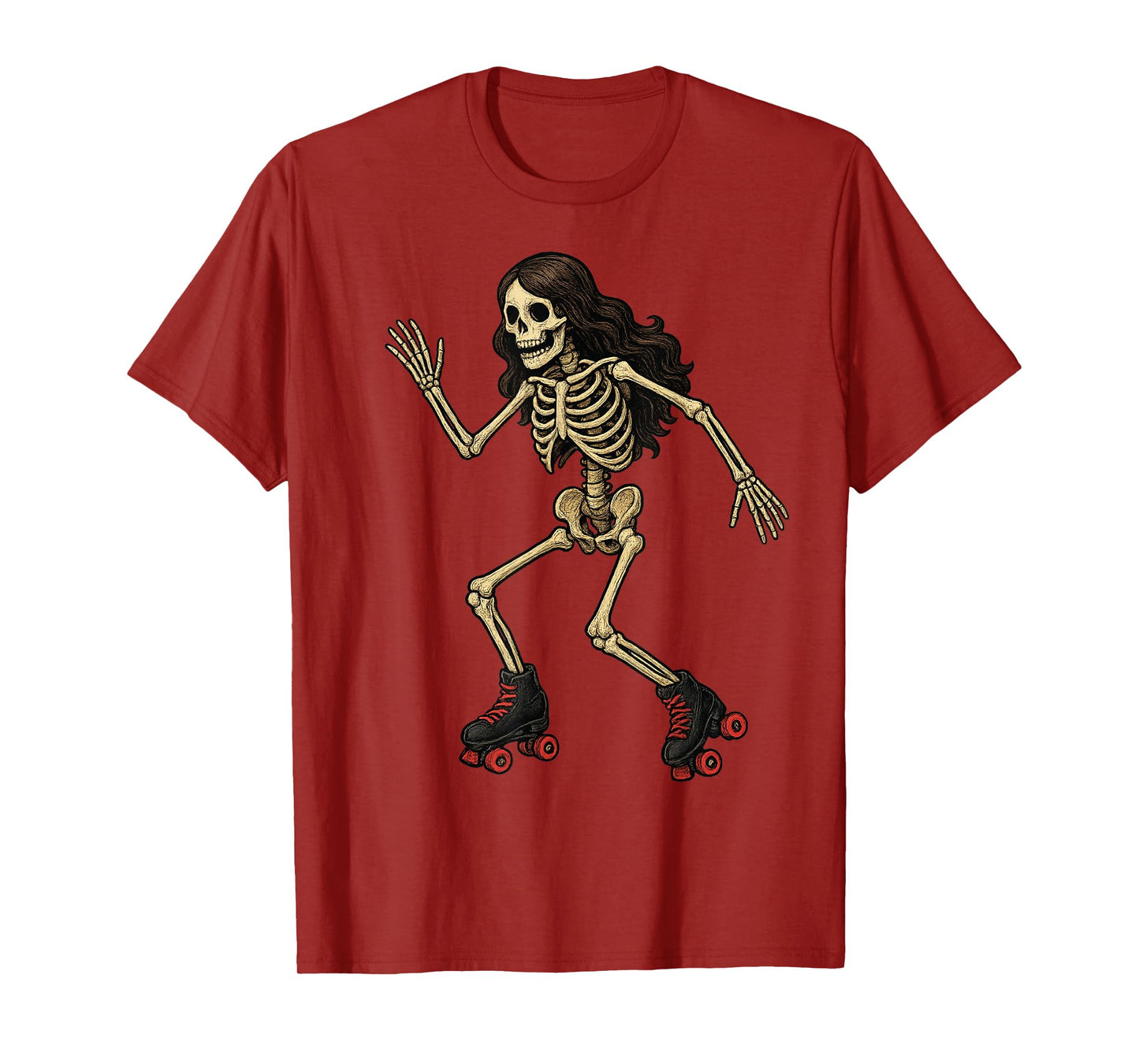 Roller Skate Skeleton Roller Skating Halloween T-Shirt