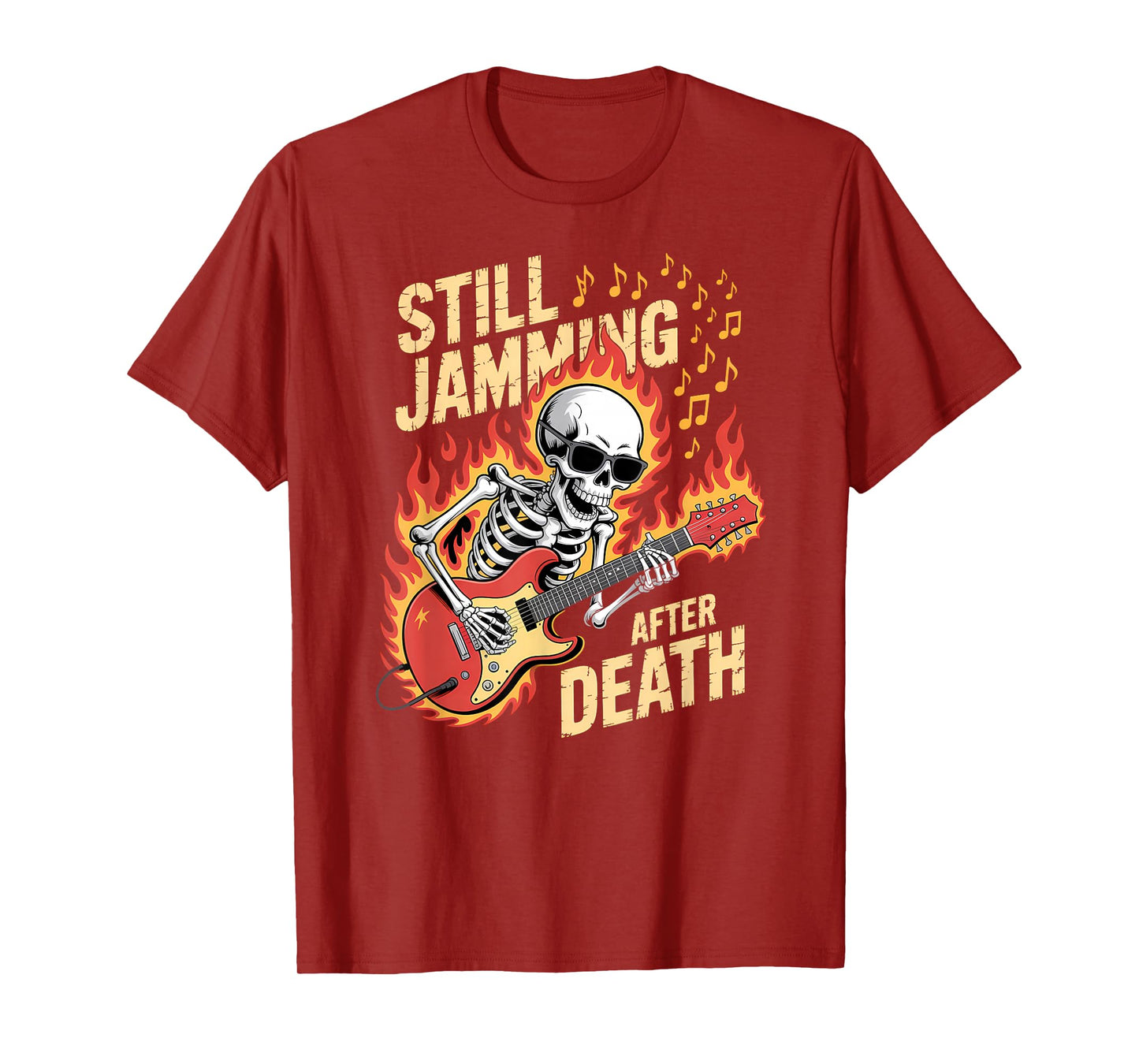 Skeleton Guitarist On Fire Rock Jam Session T-Shirt