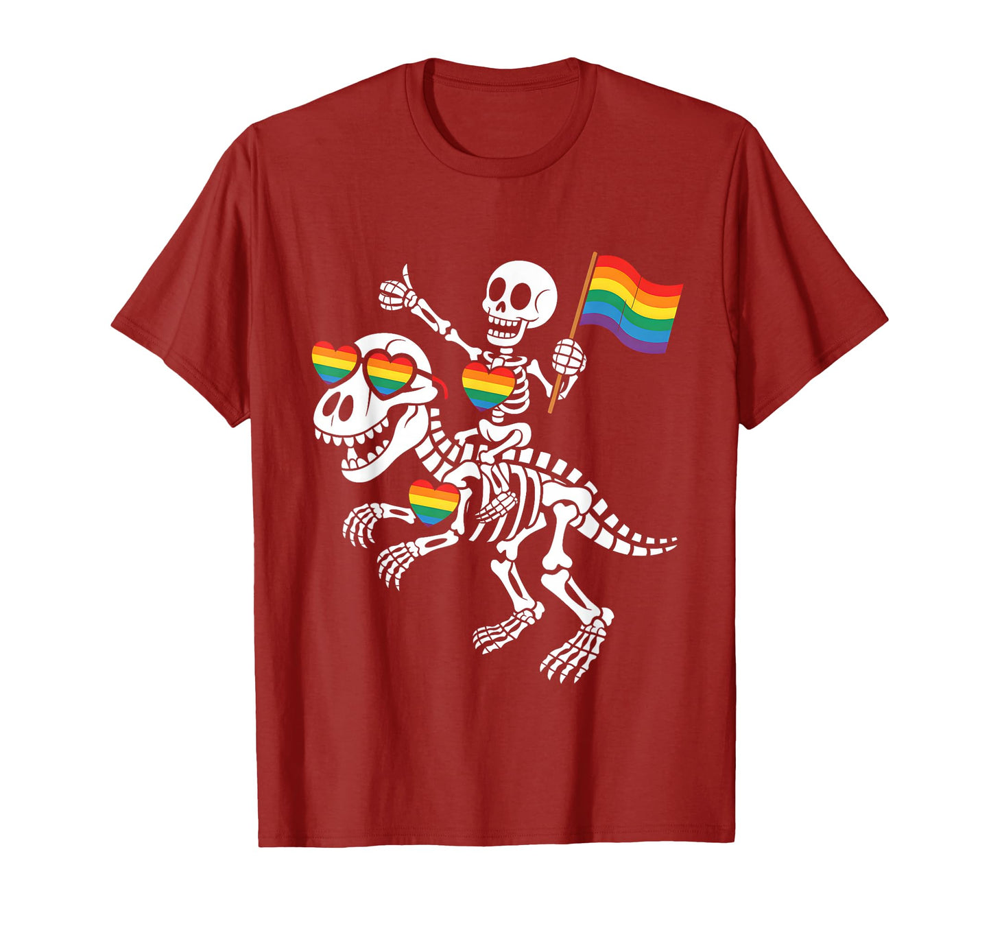 Halloween Homosexual Rainbow Dinosaur Skeleton Gay Pride T-Shirt