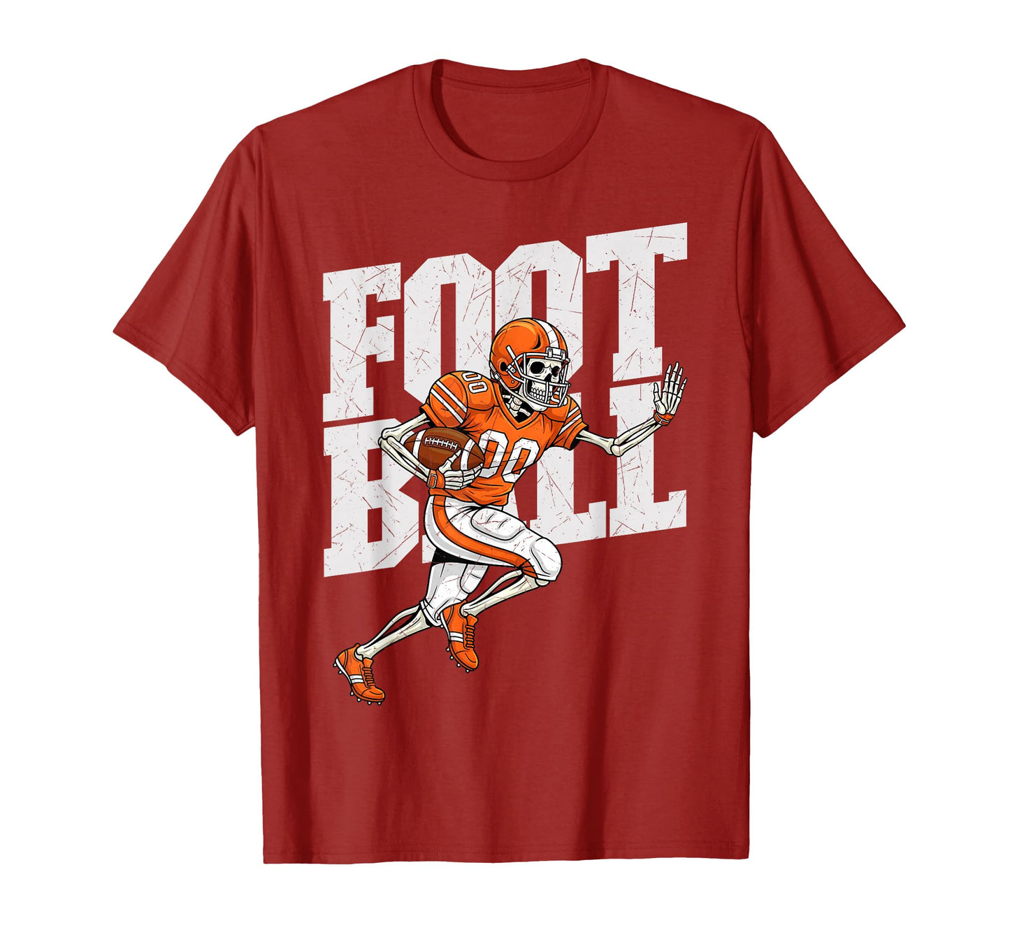 Skeleton Football Running Back Player Spooky Season Sports T-Shirt