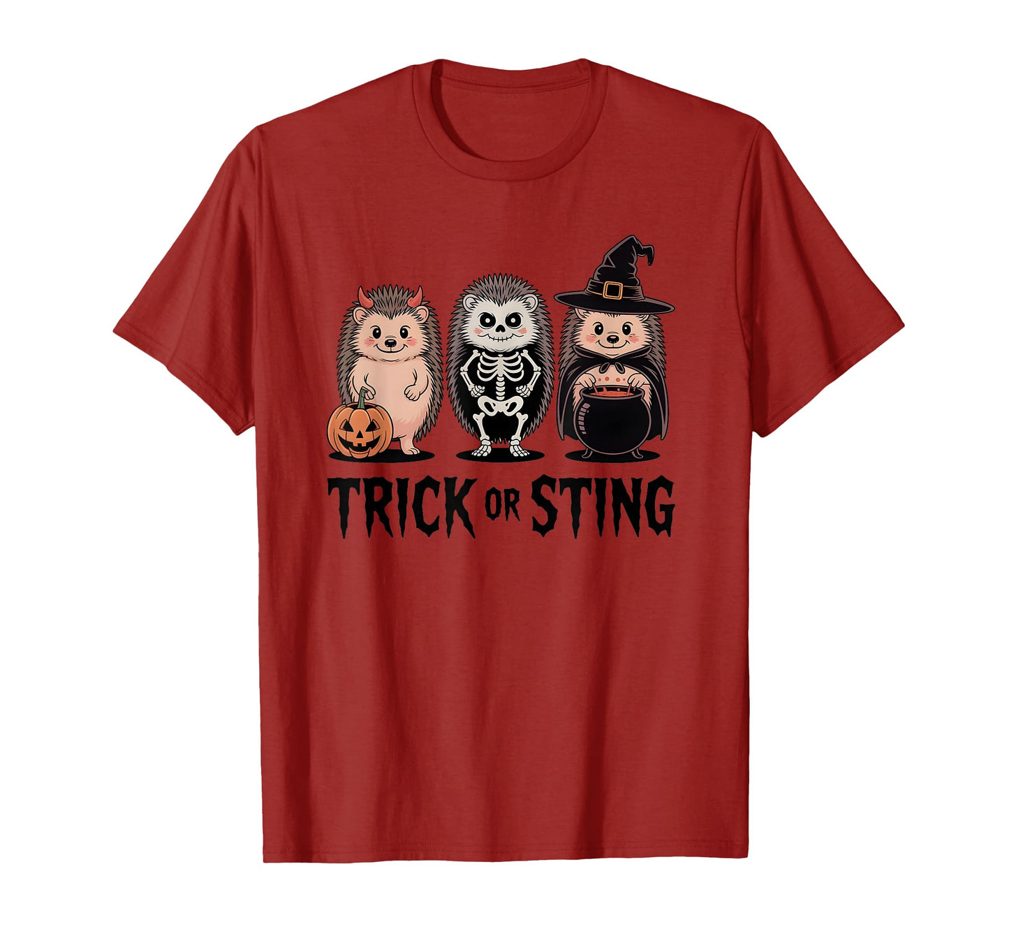 Vintage Halloween Hedgehogs Trick or Sting Spooky T-Shirt