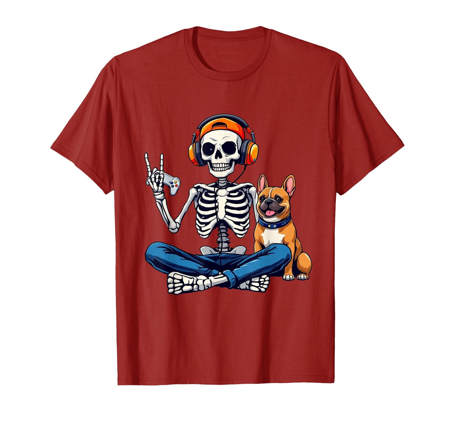 Halloween Skeleton Gamer Video Gaming Boys Men Kids Tees T-Shirt