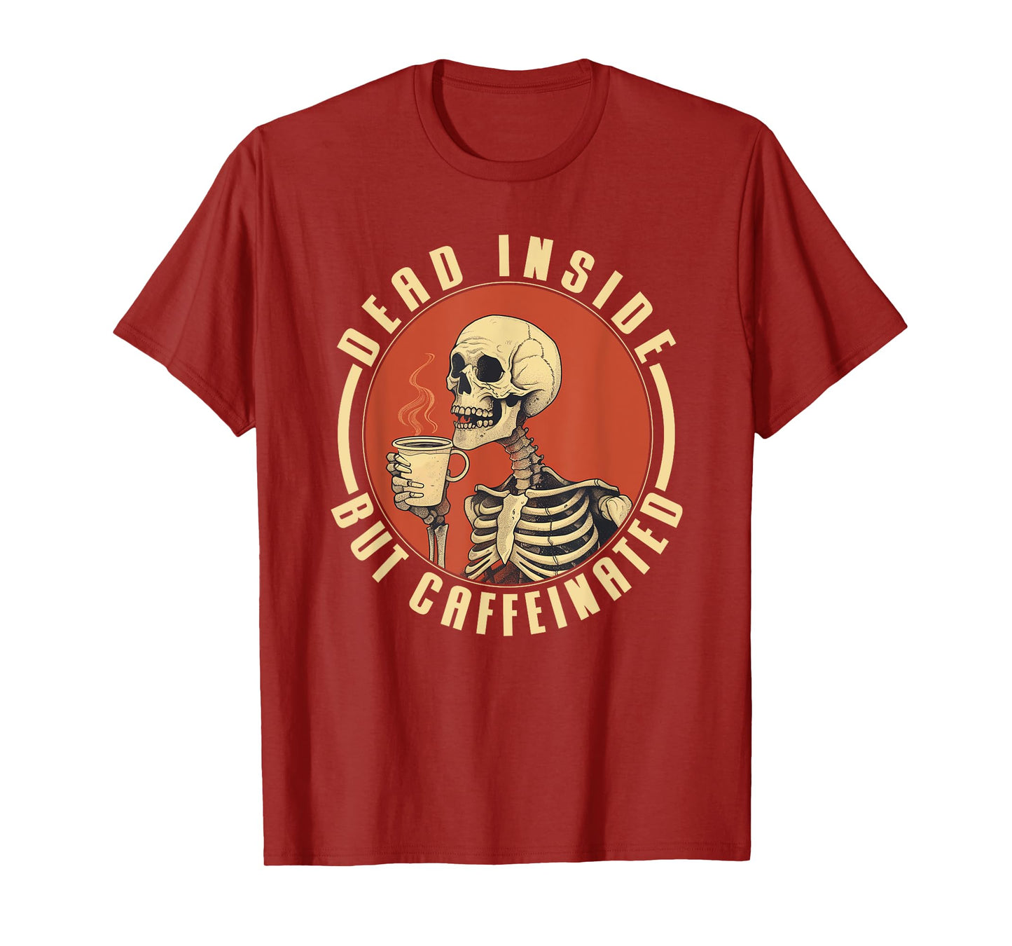 Procaffeinating Coffee Apparel Dead Inside But Caffeinated T-Shirt, Small, Black