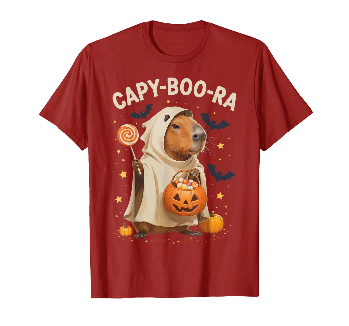 Funny Capybara Ghost Witch Pumpkin Spooky Capybara Halloween T-Shirt