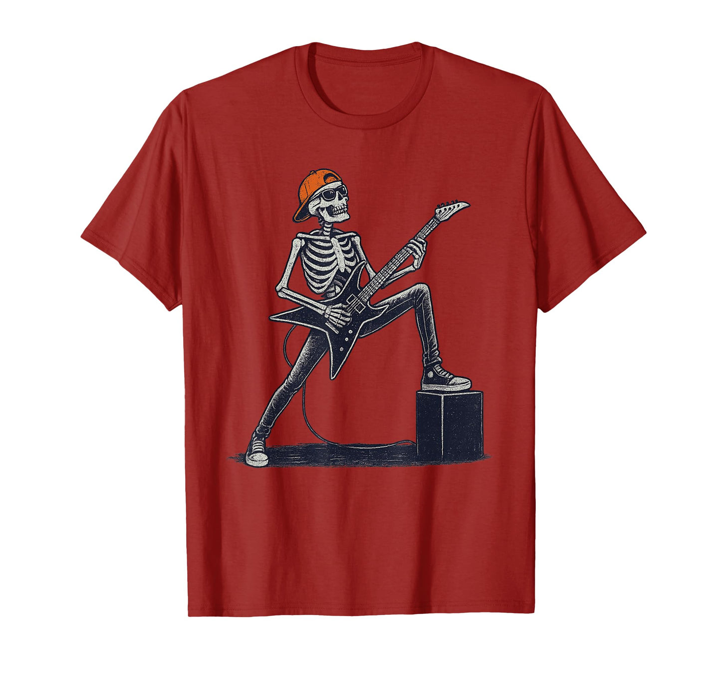 Vintage Halloween Skeleton Guitar Rock Funny Spooky Costume T-Shirt