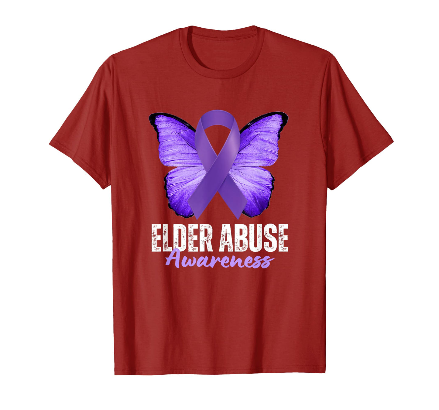 Elder Abuse Awareness Month Purple Butterfly Ribbon T-Shirt