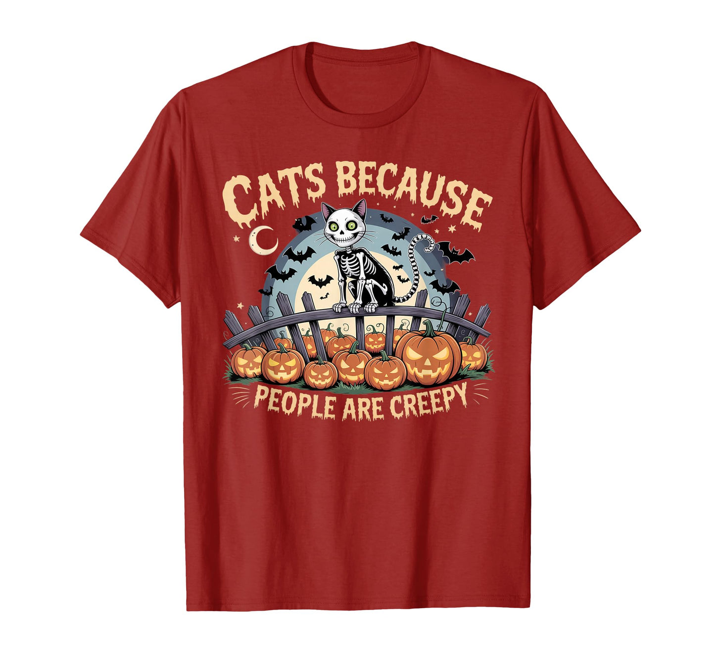 Cats Because People are Creepy Ghost Halloween Cat Mom Kids T-Shirt