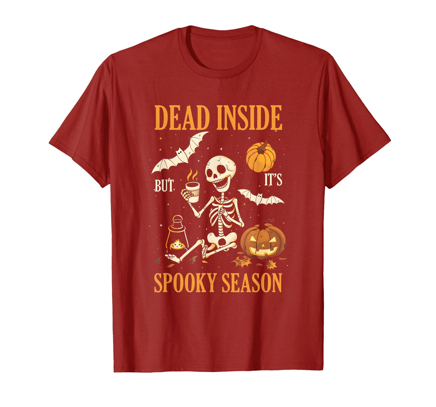 Dead-Inside But Its Spooky Season Spooky Skeleton Bats T-Shirt