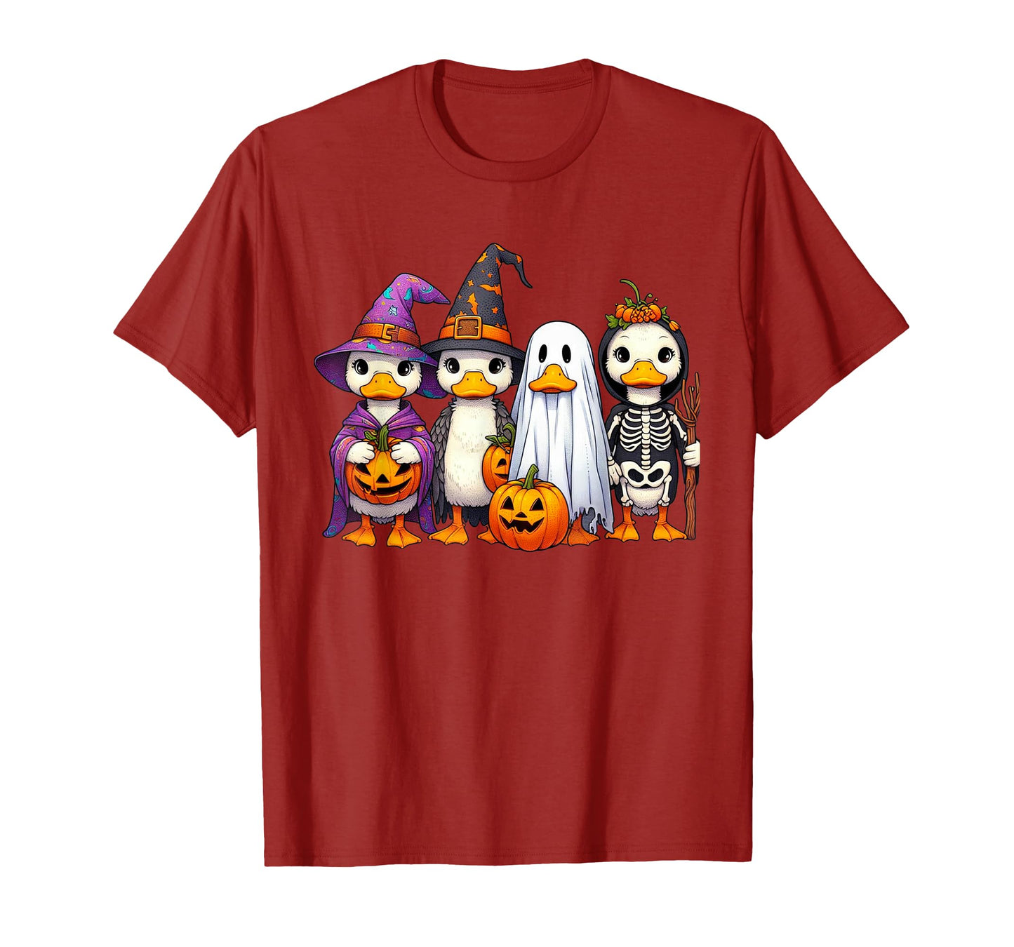 Duck Witch Ghost Pumpkin Skeleton Halloween Family Matching T-Shirt