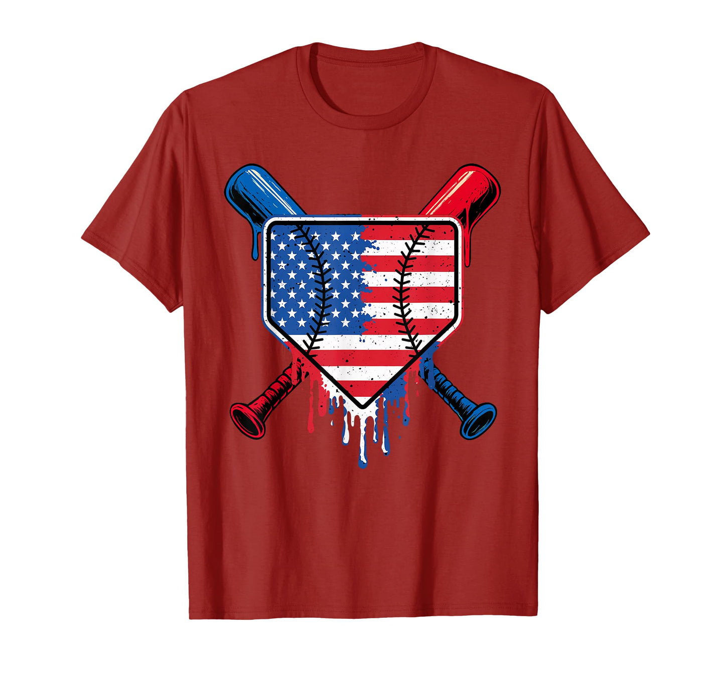 Baseball Drip Boys Ice Cream Patriotic American Flag T-Shirt