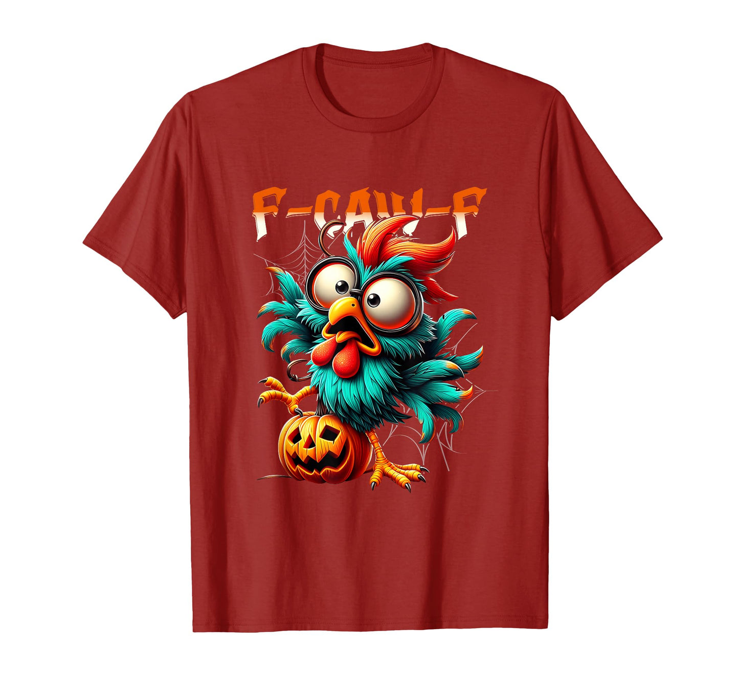 F-Caw-F Pumpkin Chicken Humor Halloween Rooster Meme Saying T-Shirt