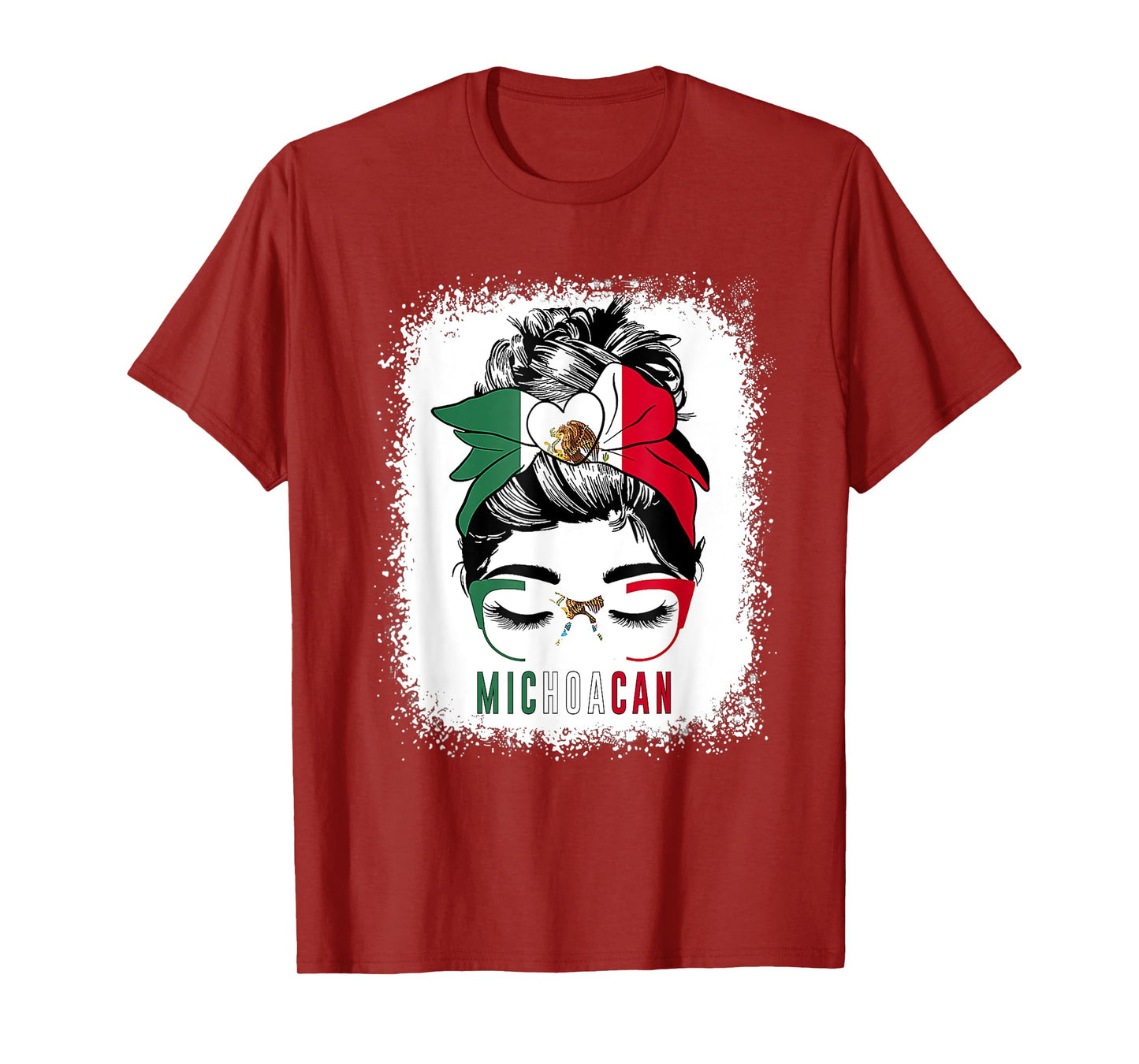 Michoacan Girl Messy Bun Bandana And Glasses Mexico Mexican T-Shirt