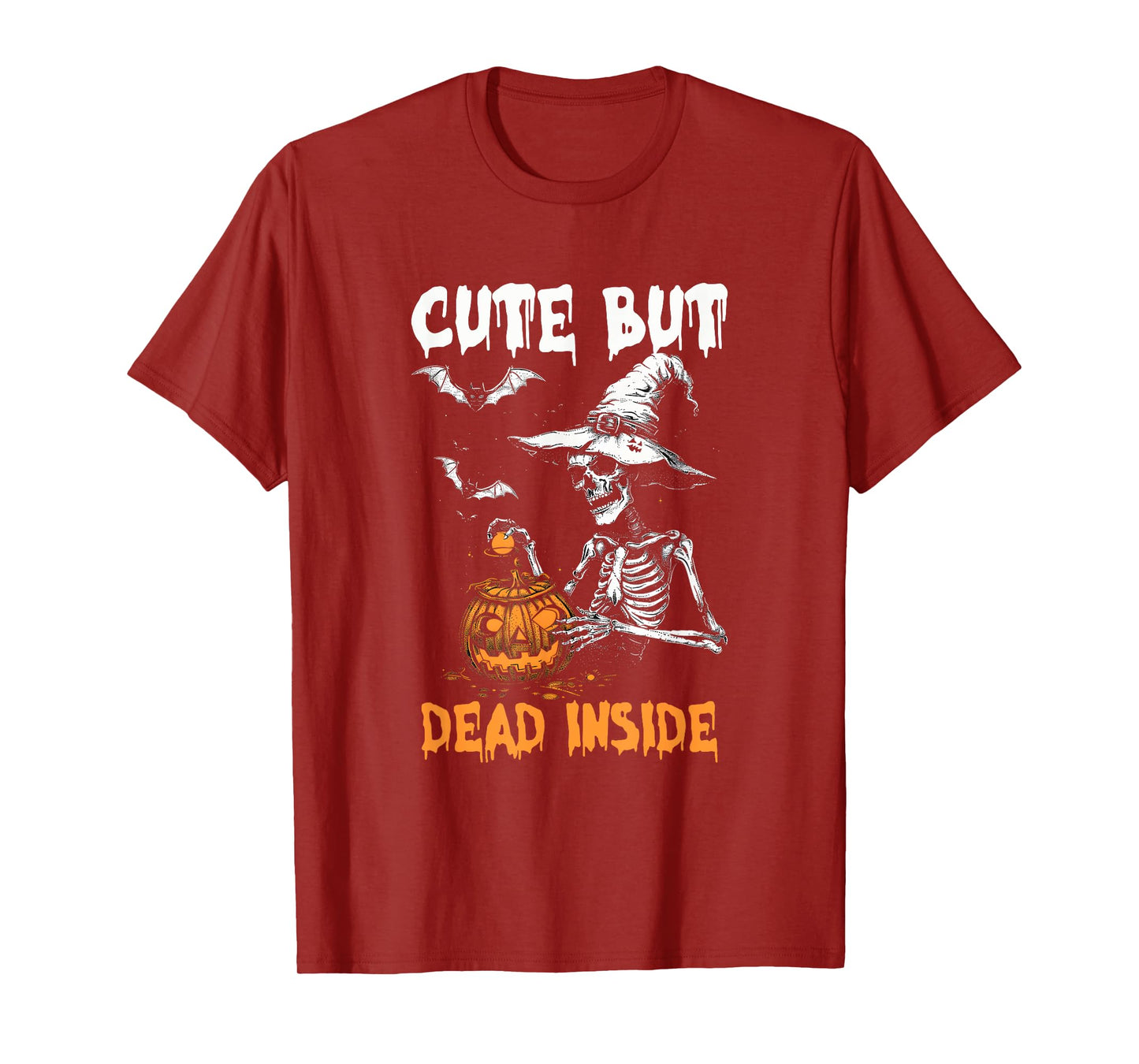 Cute But Dead-Inside Spooky Skeleton Halloween Design Bats T-Shirt