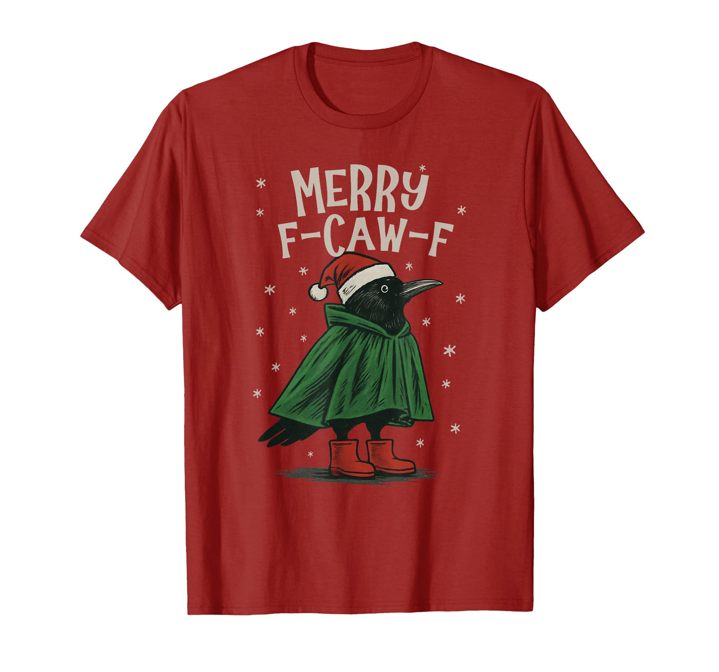 Funny Santa Raven Crow Merry F-Caw-F Merry Christmas Season T-Shirt