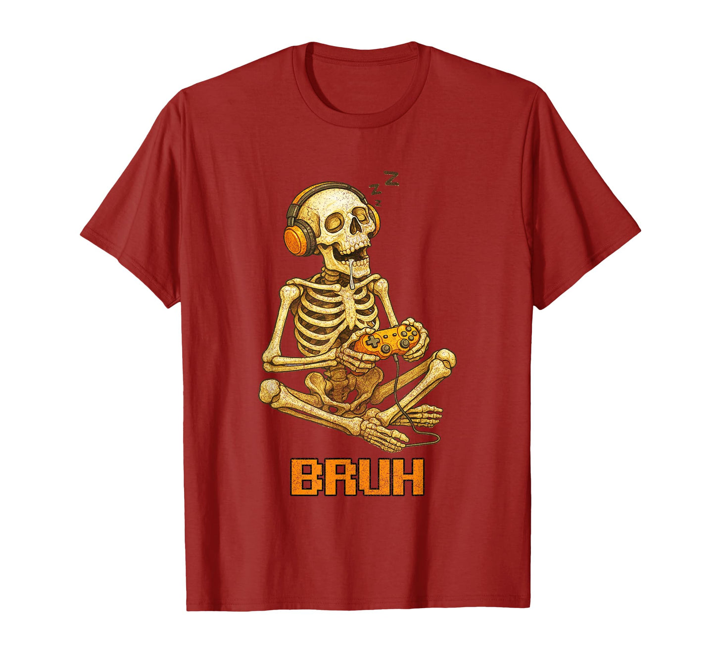 Halloween Skeleton Gamer Video Gaming Funny Skeleton Bruh T-Shirt