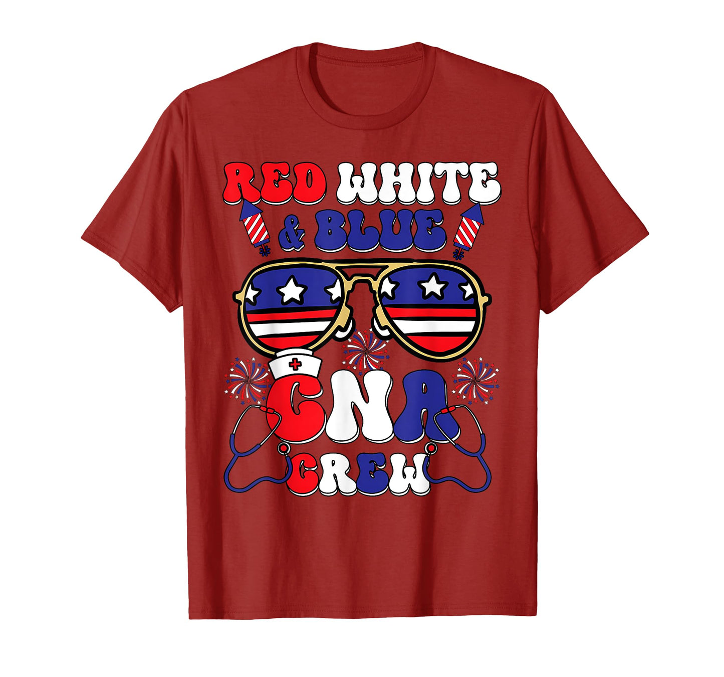 Red White Blue CNA Crew Certified Nursing Assistant 4th July T-Shirt
