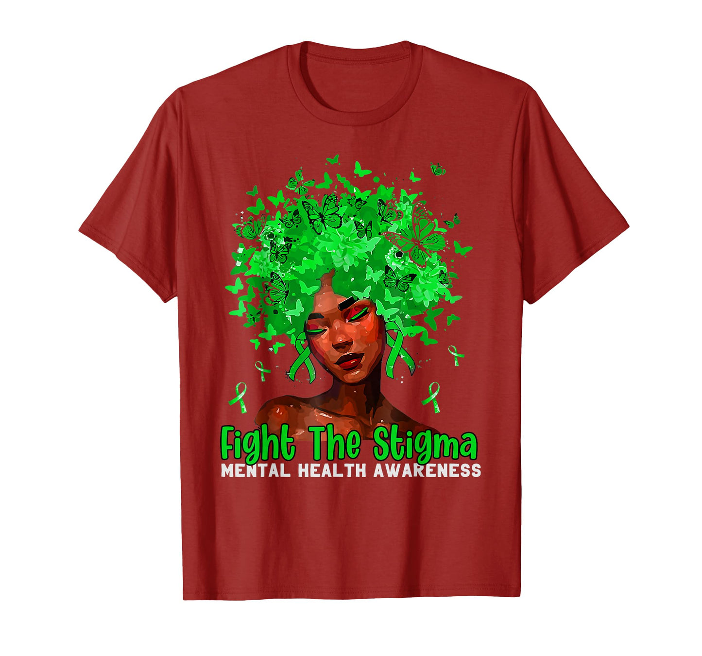 Mental Health Matters Fight The Stigma Afro African American T-Shirt