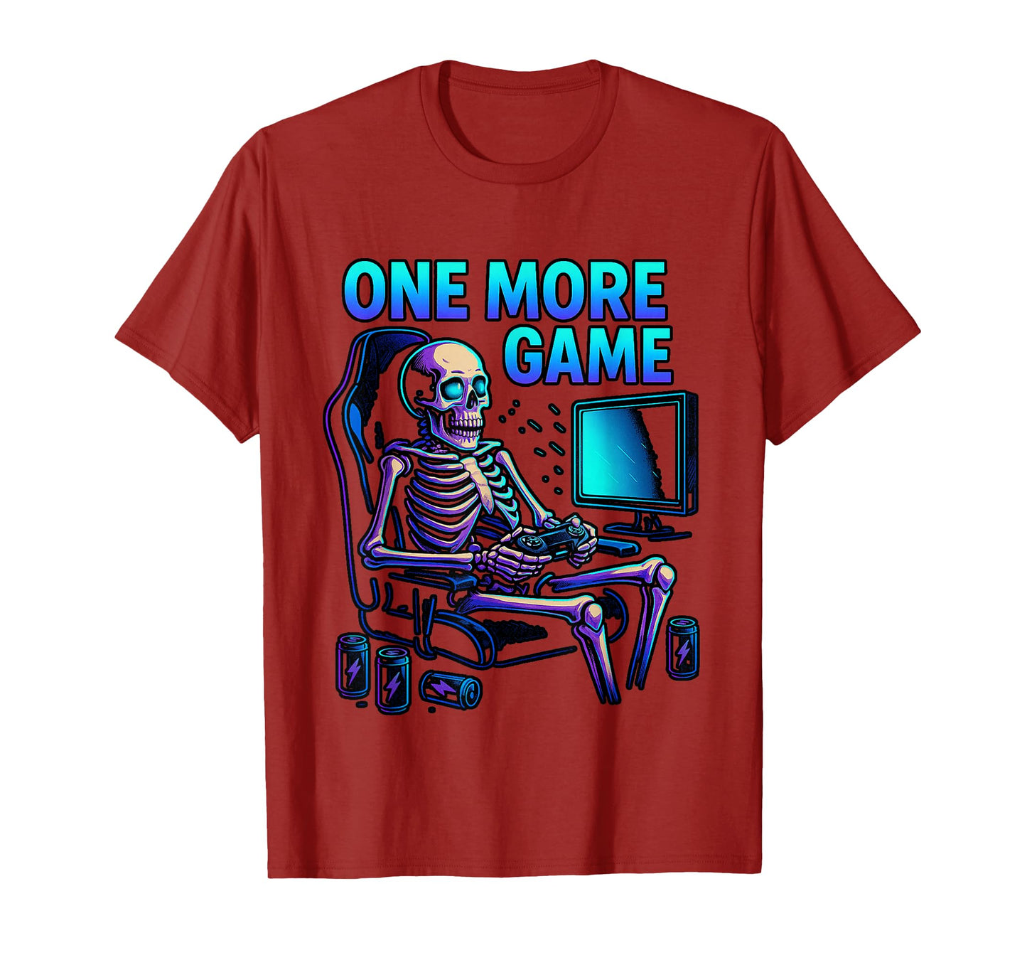 Funny Gamer Skeleton Gaming Console Chair One More Game T-Shirt