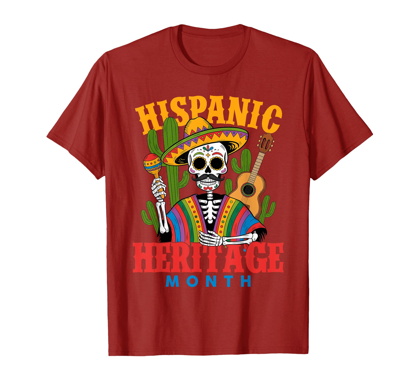 Sugar Skull Skeleton Hispanish Heritage Mexican Culture T-Shirt