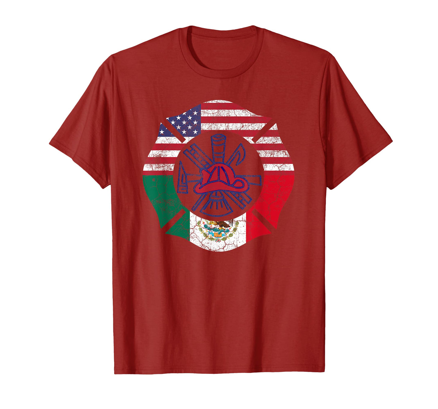 Cinco De Mayo Shirt Firefighter Mexican American Flag Gift Women Men T-Shirt