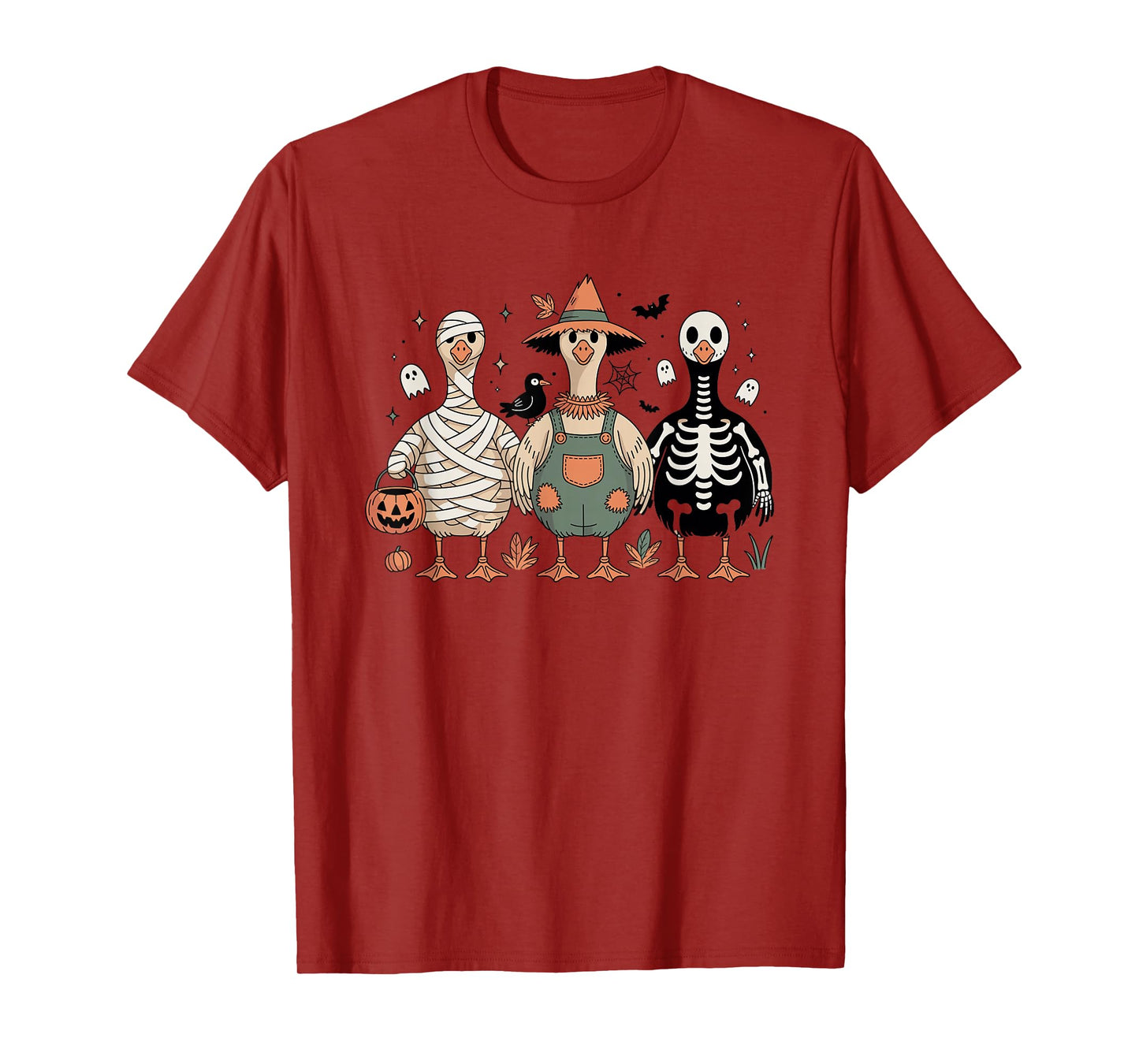 Retro Mummy Scarecrow Skeleton Duck Halloween Costume T-Shirt