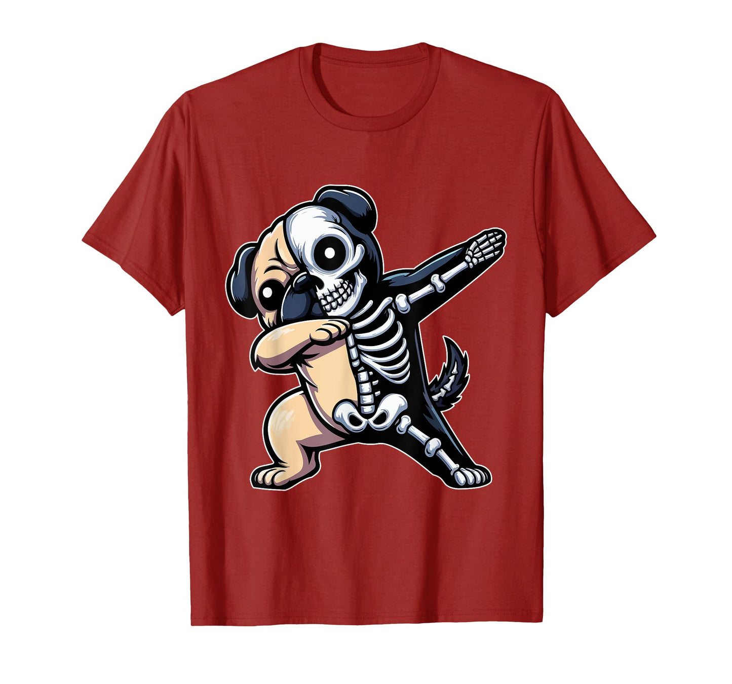 Dabbing Cute Pug Half Skeleton Halloween Costume Owner Lover T-Shirt