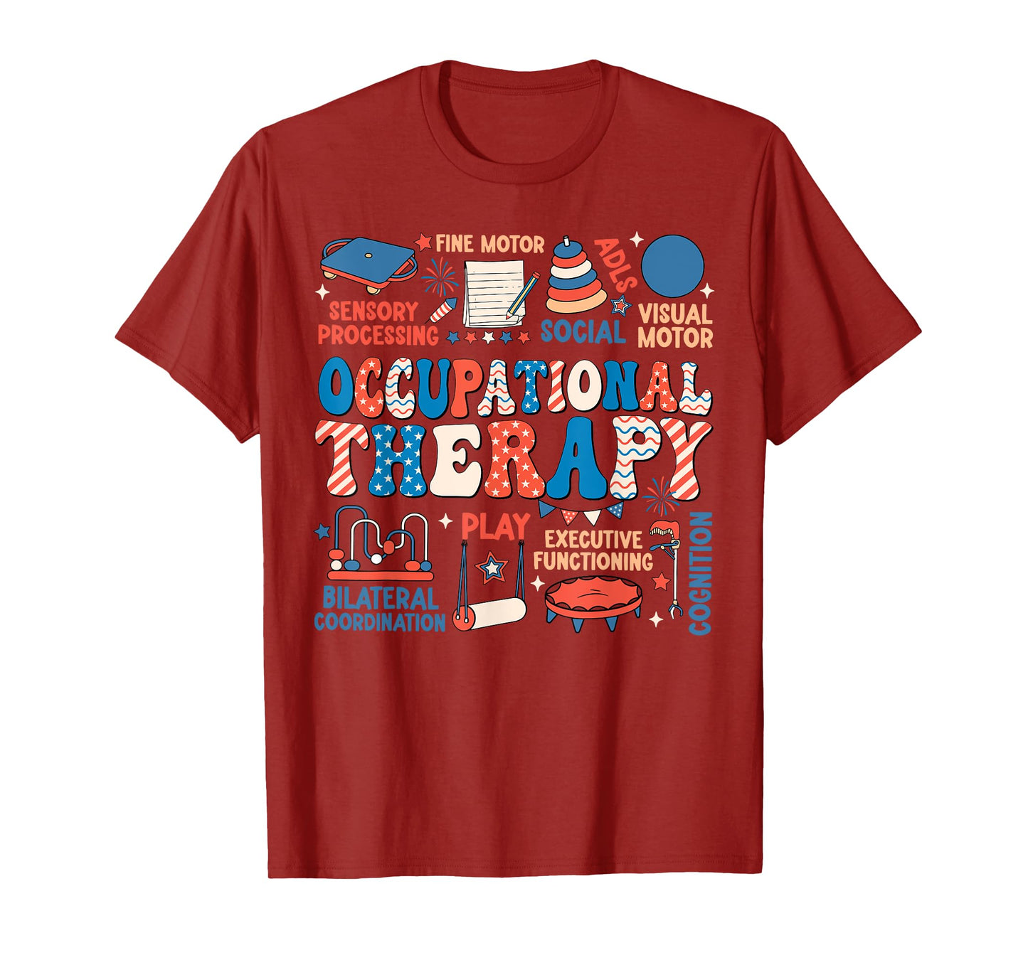Retro Groovy Occupational Therapy OT Therapist 4th Of July T-Shirt for Women Men