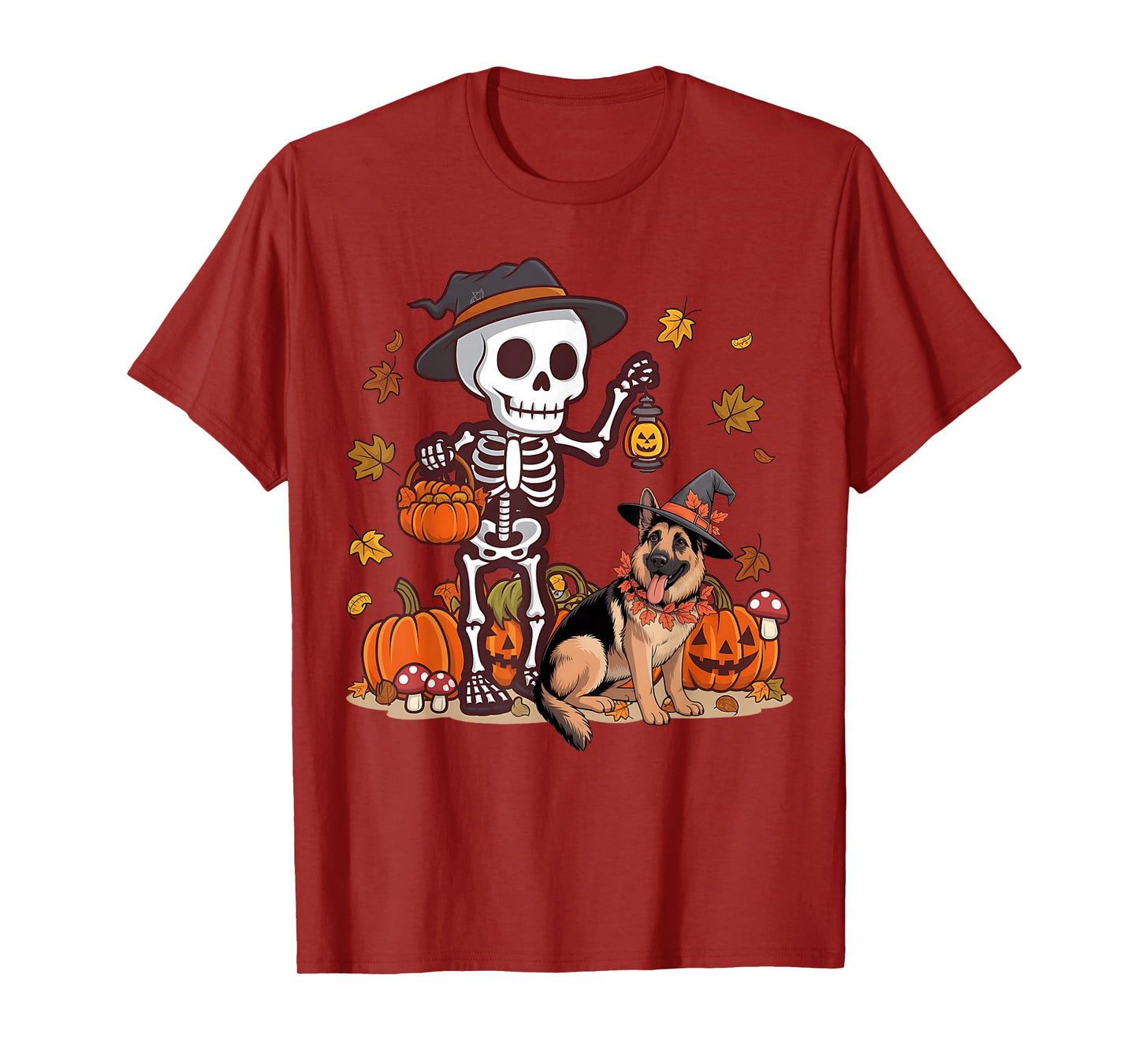 Funny German Shepherd Skeleton Spooky Dog Lover Halloween T-Shirt