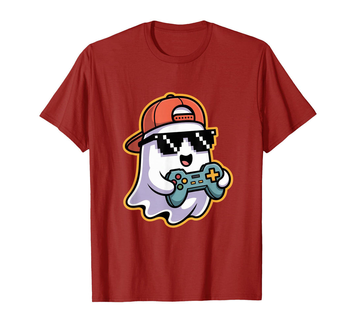 Halloween Ghost Gamer Funny Pixel Video Gaming Boys Men Kids T-Shirt