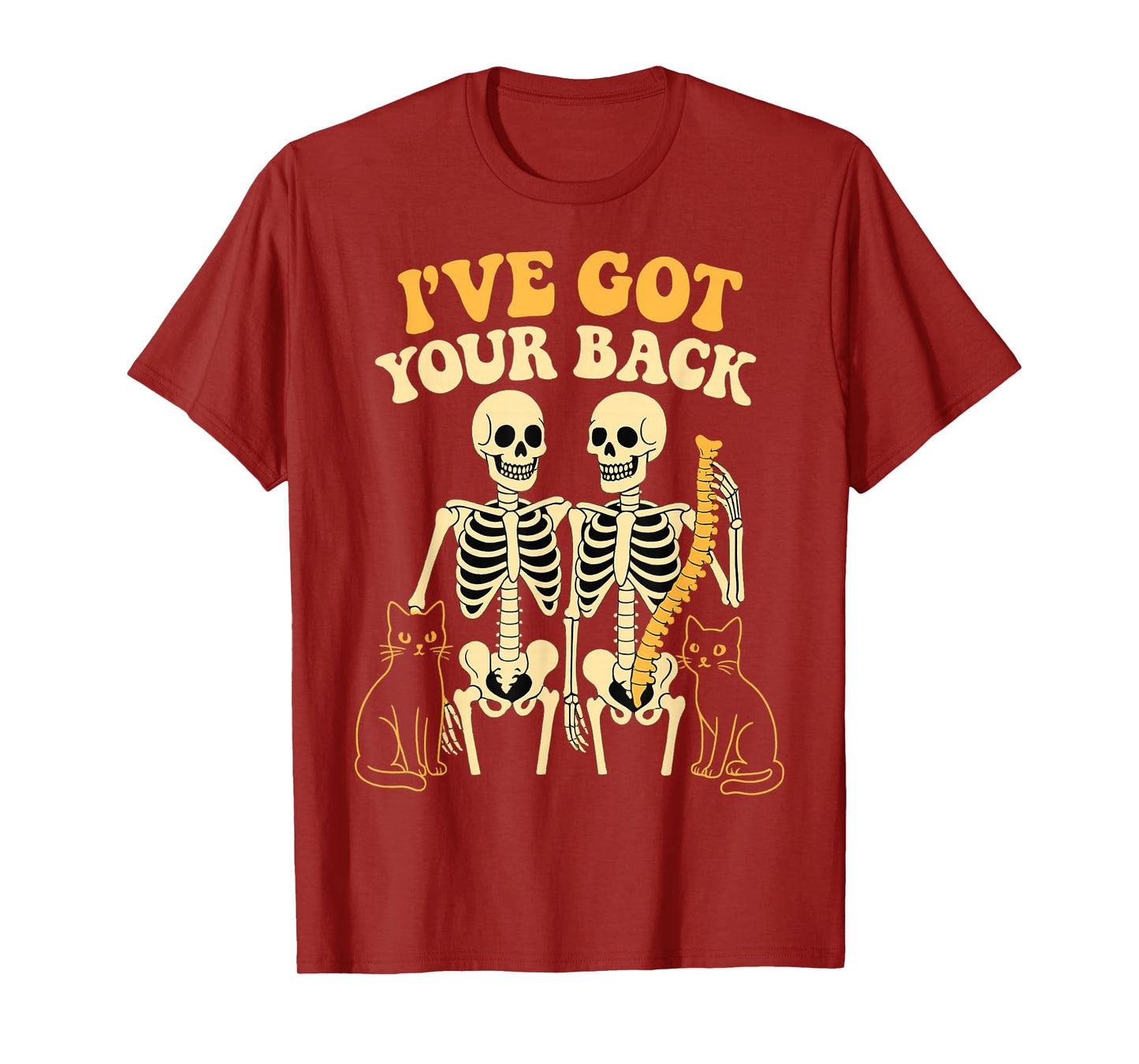 Skeletons with Cats I've Got Your Back Design for Pet Lovers T-Shirt