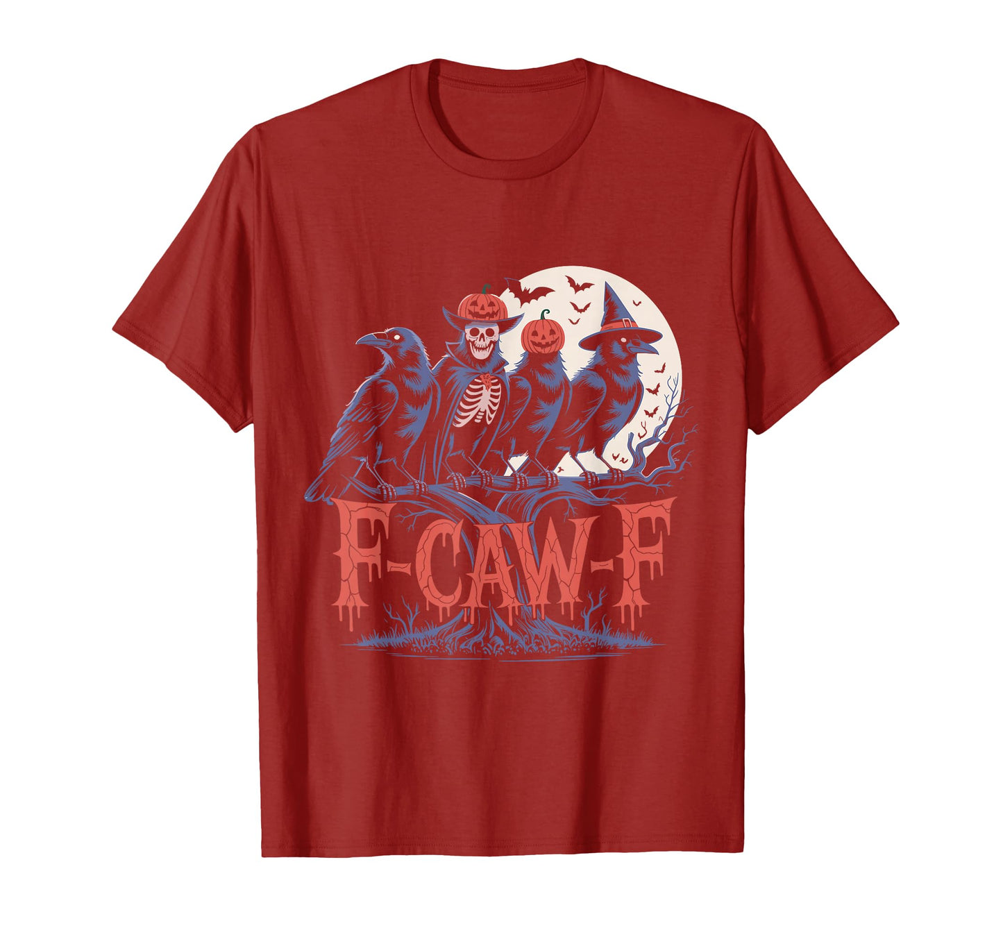 F-Caw-F Funny Pumpkin Head Crow Halloween Meme T-Shirt