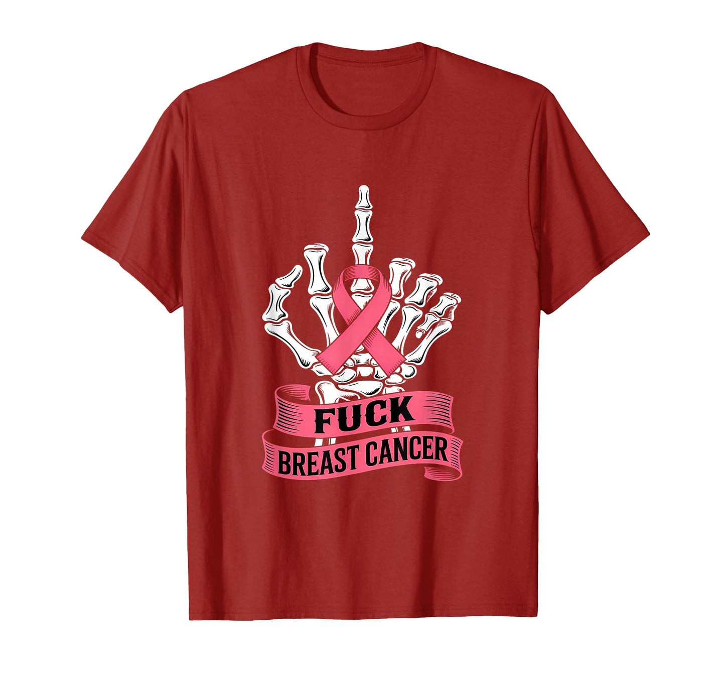 Skeleton Hand Fuck Pink Funny Breast Cancer Awareness Gifts T-Shirt