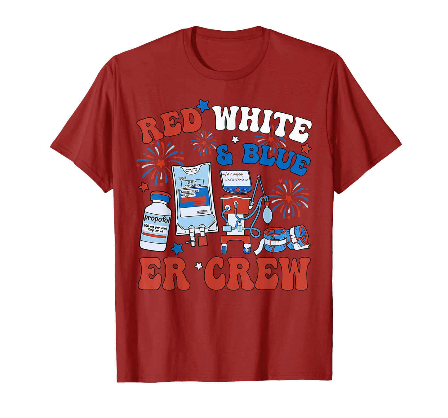 Red White & Blue ER Crew Funny Nurse Emergency 4th Of July T-Shirt