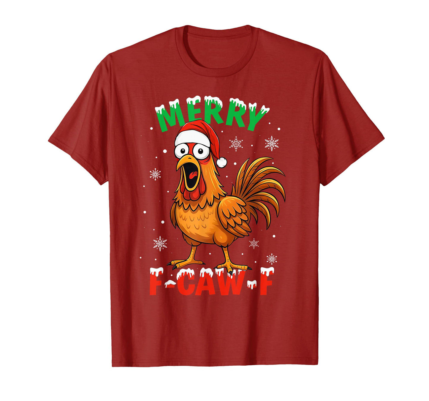Merry F-Caw-F Chicken Christmas Snowflake Pajamas Holiday T-Shirt
