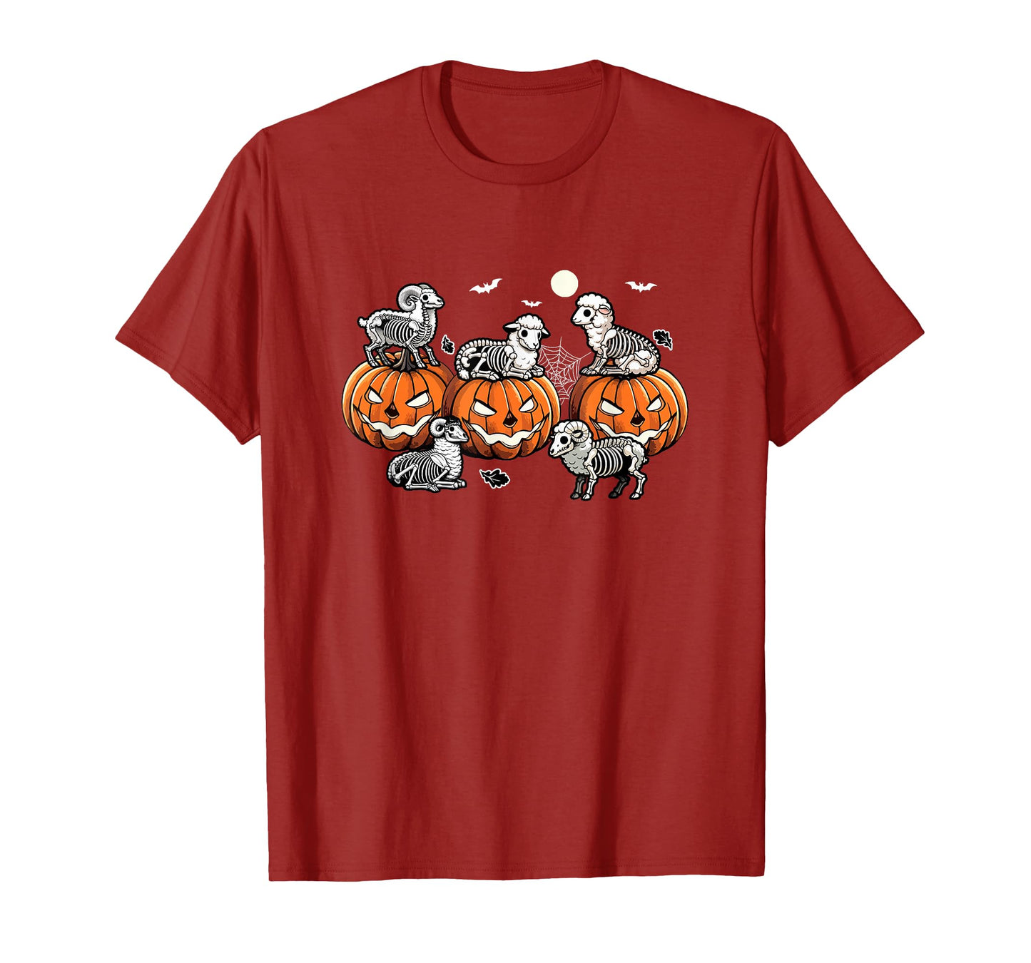 Group Skeleton Sheeps On Carved Pumpkins Halloween Farmer T-Shirt
