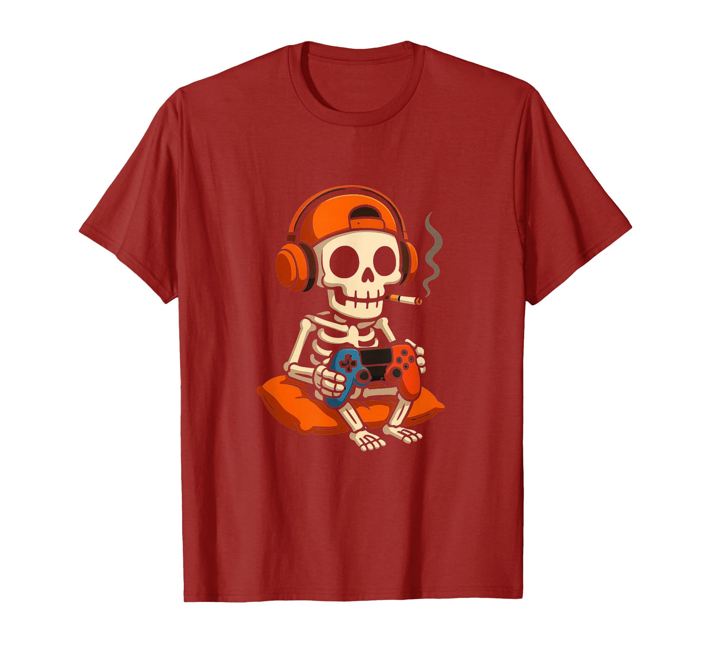 Skeleton Halloween Gamer Vibes - Retro Funny Gaming Graphic T-Shirt