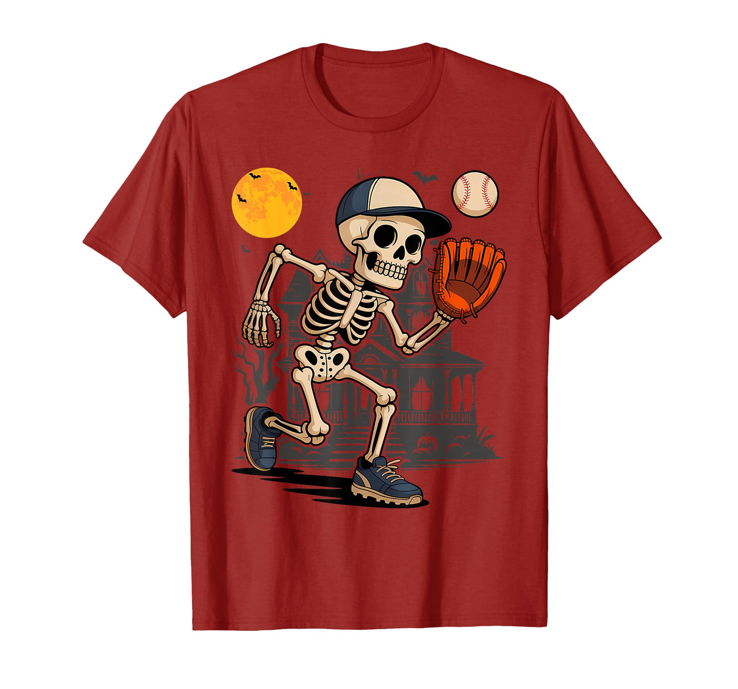 Skeleton Baseball Player Halloween Costume Sport Men Boys T-Shirt