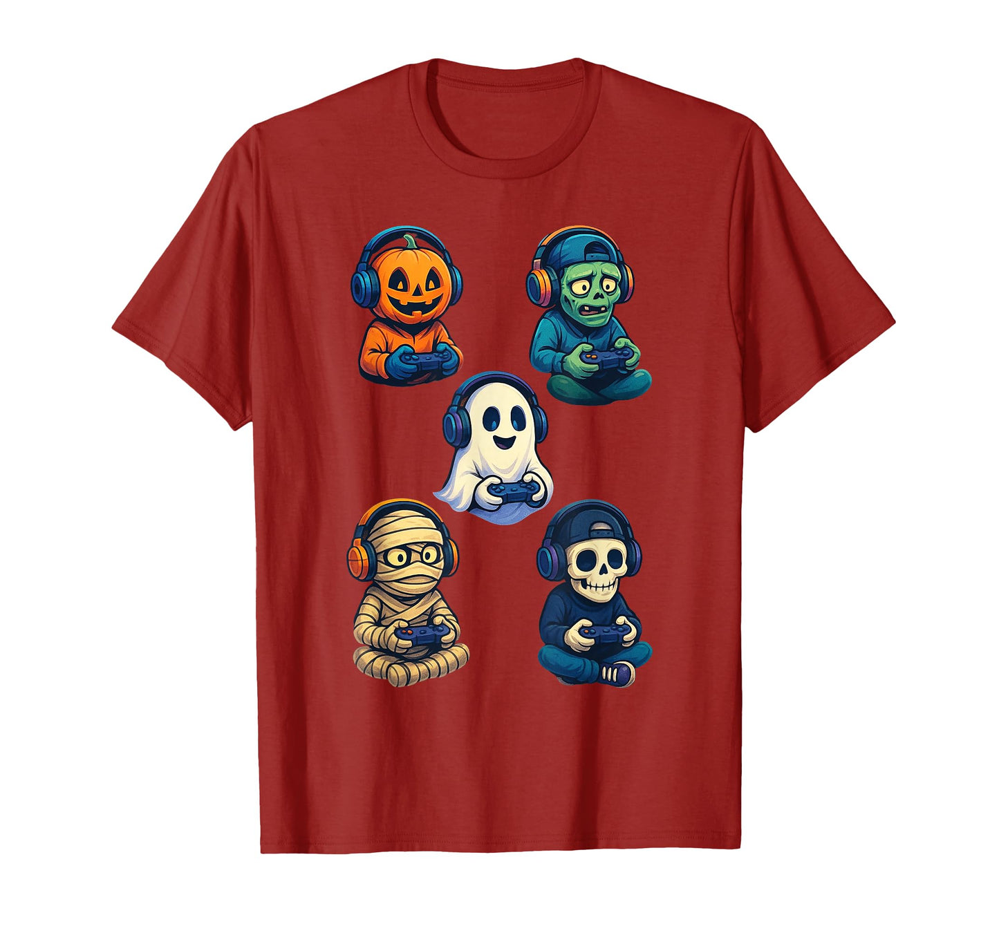 Halloween Ghost Skeleton Gamer Funny Video Gaming Lovers T-Shirt