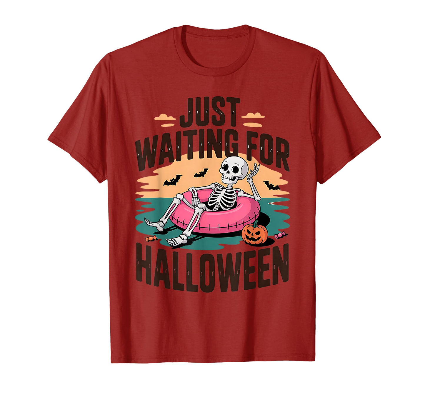 Just Waiting for Halloween Skeleton Fun T-Shirt