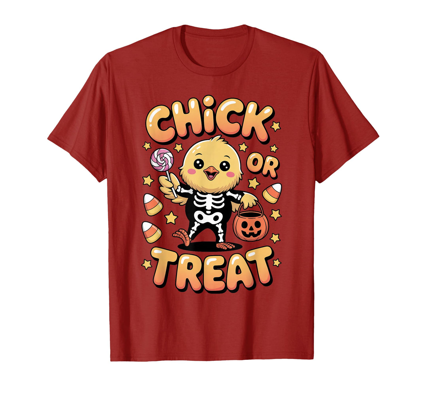 Chick Or Treat Halloween Kawaii Chicken Skeleton Costume T-Shirt
