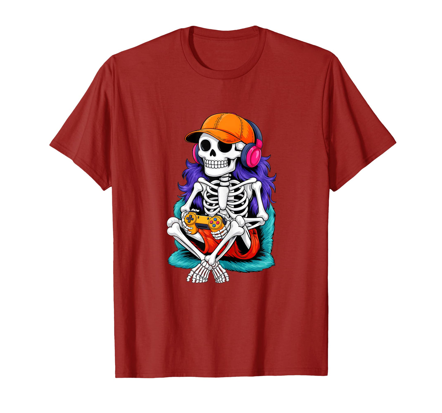 Girls Halloween Skeleton Gamer Video Gaming Girl Teens Women T-Shirt