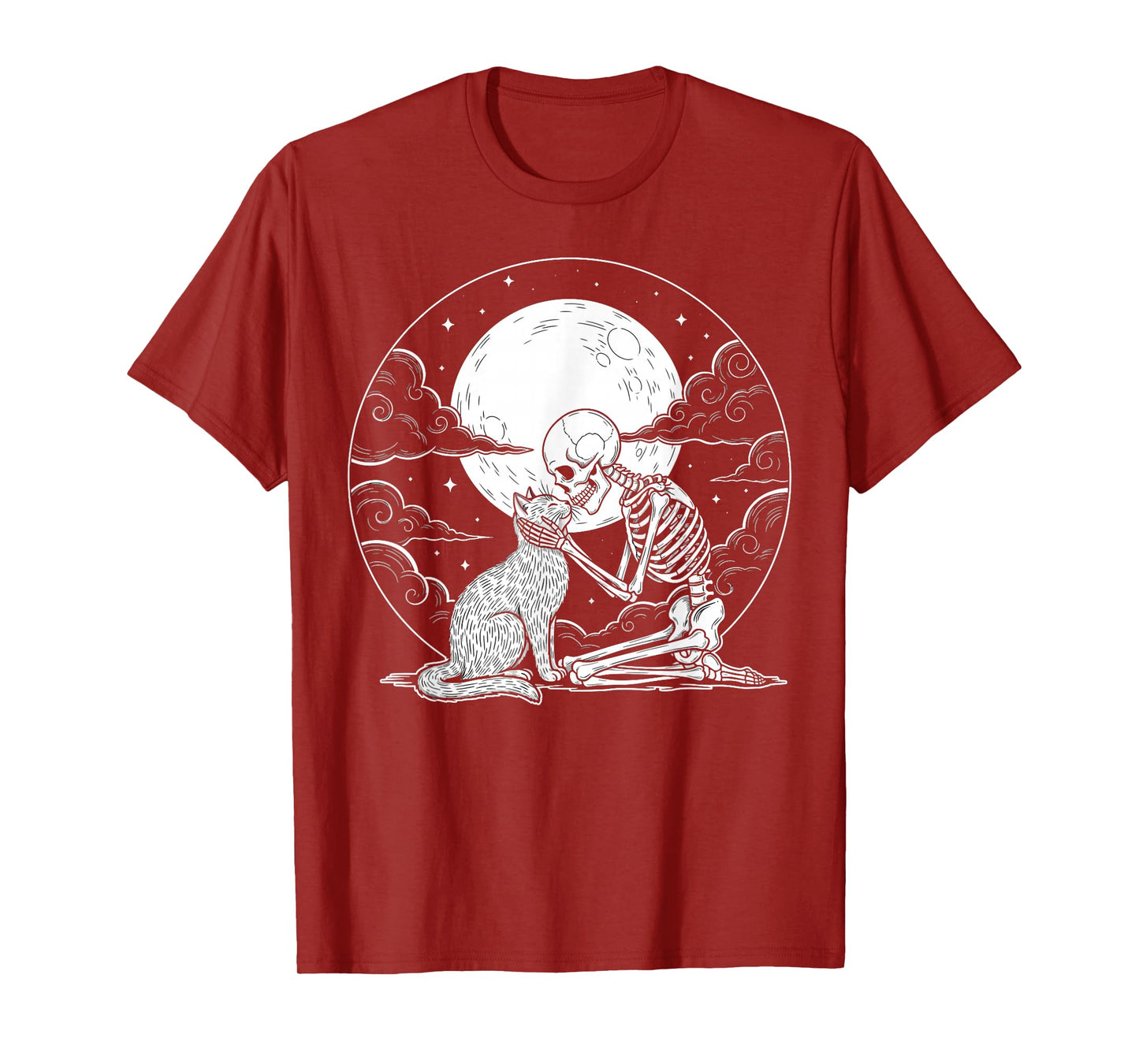 Skeleton Cat Skull Kitty Cute Goth Halloween Men Women T-Shirt