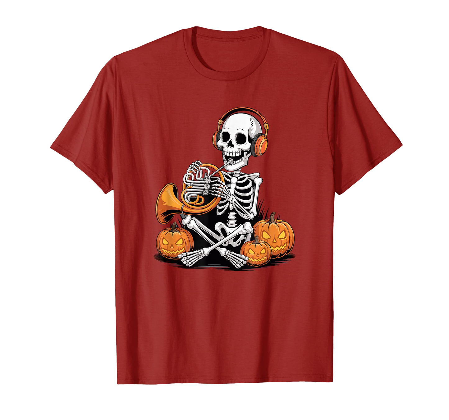 Halloween Skeleton French Horn Hornist T-Shirt
