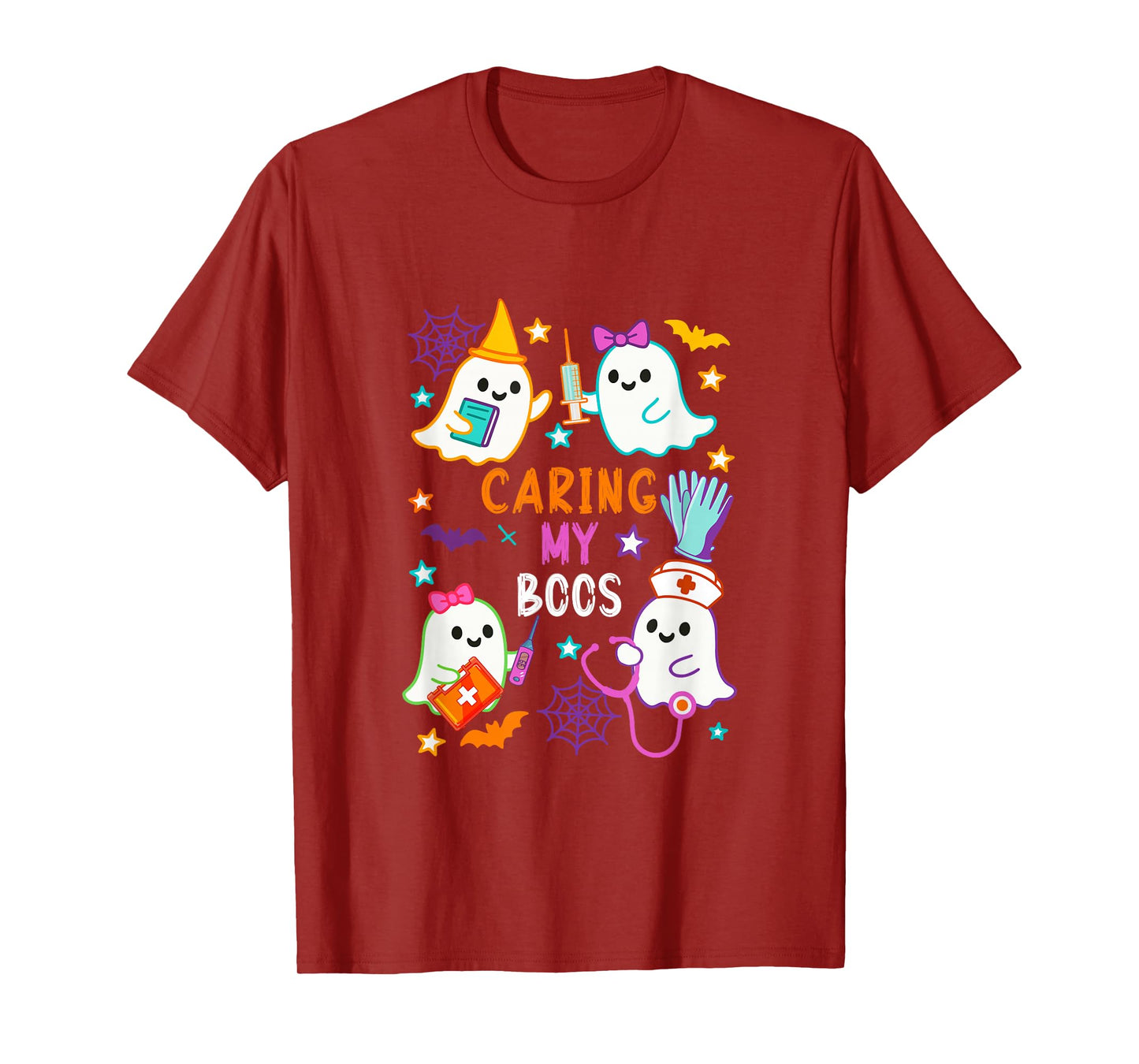 Caring My Boos Group Boo Ghost As Nurse Doctor Halloween T-Shirt