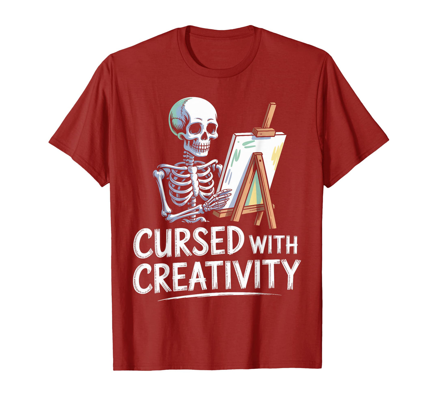 Cursed with Creativity Skeleton Painting T-Shirt