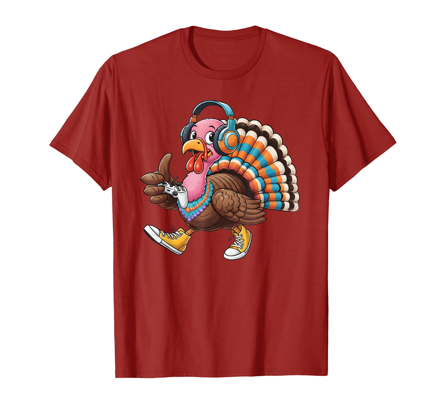 Funny Thanksgiving Gaming Fall Turkey Gamer Boys Kids Men T-Shirt