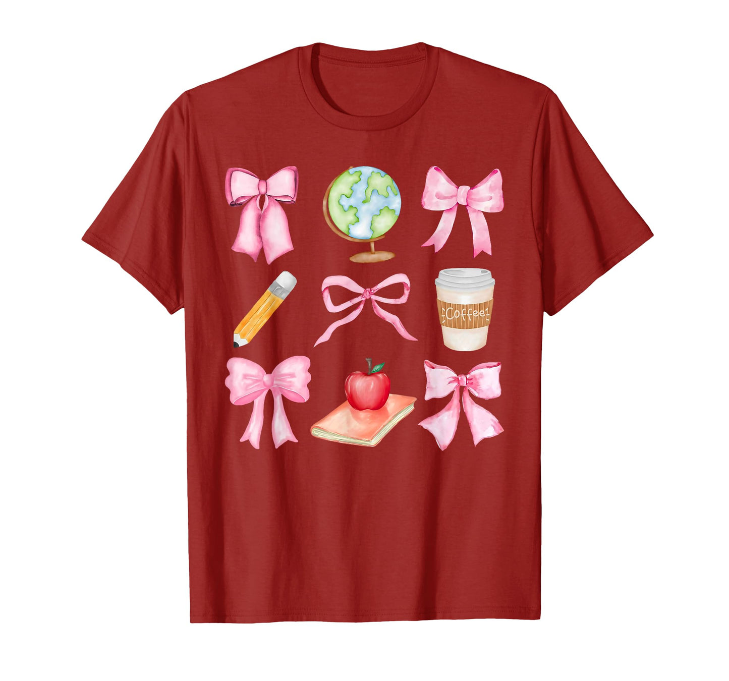 Coquette Bow Teacher Student Happy First Day Back To School T-Shirt