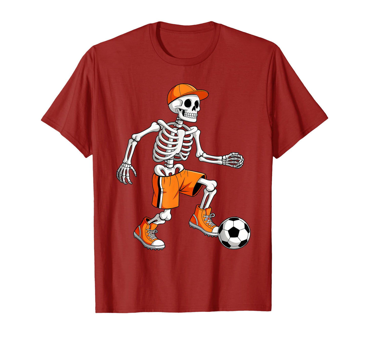 Funny Skeleton Play Soccer Halloween Costume Boys Men Kids T-Shirt